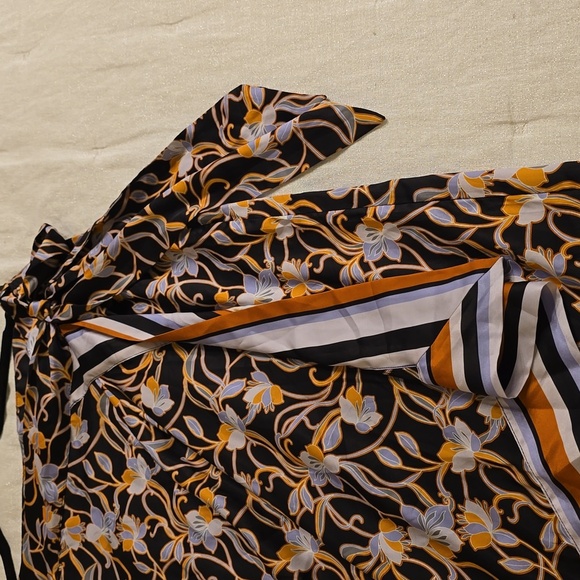 Halston Heritage Black and Orange Floral Wrap Skirt - Picture 9 of 16